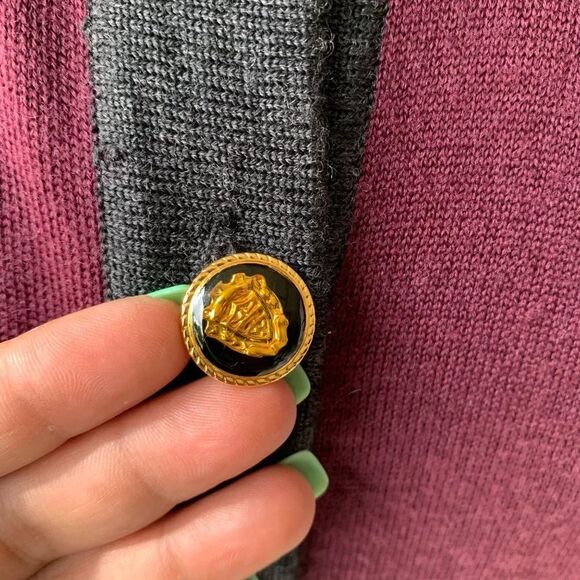 Urban Wool Burgundy/Grey 100% Wool Cardigan M - Picture 10 of 11